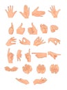 The different positions of the hands