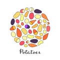 Different potatoes in circle. Royalty Free Stock Photo