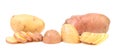 Different potatoes and split tuber.