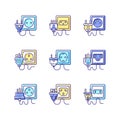 Different power outlets RGB color icons set Royalty Free Stock Photo