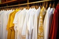 different priestly robes arranged on hangers Royalty Free Stock Photo