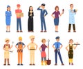 Different professionals. Various occupations in uniform. Isolated cartoon professional workers. Business people Royalty Free Stock Photo