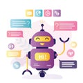 Different questions for chatbot from clients. Virtual assistant helps users online via chatting. Automatic support or customer