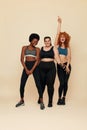 Different Race. Diversity Figure And Size Women Portrait. Group Of Multicultural Female Friends In Sportswear Posing.