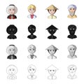 Different race of Eskimos, Russian, Chinese, Central Asia . The human race set collection icons in cartoon black