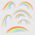 Different rainbow light shapes isolated vector collection