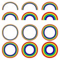 Different rainbow shapes. Set of 12 element.