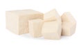 Different raw tofu pieces on white background Royalty Free Stock Photo