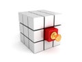 Different red cube with lock key. leadership concept Royalty Free Stock Photo