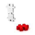 Different red jigsaw puzzle piece out from white group Royalty Free Stock Photo