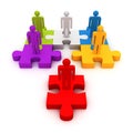 Different red leader of business team on puzzle Royalty Free Stock Photo