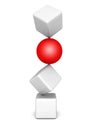 Different red sphere out from white cubes tower stack Royalty Free Stock Photo