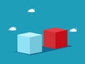 Different red and white cubes. Business differentiation concept. business concept