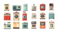 Different retro appliance icons, AI Generated image