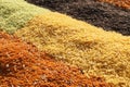 Different rice piles grain. Generate Ai Royalty Free Stock Photo