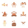 Different robot icons set, cartoon style