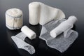 Different rolls of medical bandages