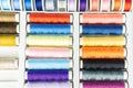 Different rolls of sewing threads