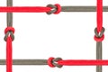 Different ropes tied isolate on white background