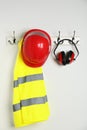 Different safety equipment hanging