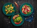 Different salads in the restaurant Royalty Free Stock Photo