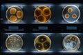 Different samples with kinds of bacterias living at common household items. alternaria arborescens, monascus ruber, aspergillus