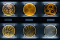 Different samples with kinds of bacterias living at common household items- phoma macrostoma, eurotium amstelodoni, penicillium