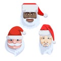 So different Santa. Three color vector icons on white background.