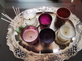 Different scented and decorative candles