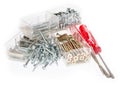 Different Screws with Screwdrivers Royalty Free Stock Photo