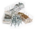 Different Screws sorted in boxes Royalty Free Stock Photo