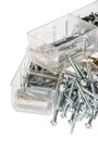 Different Screws sorted in boxes Royalty Free Stock Photo