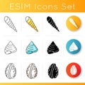 Different sea shells icons set Royalty Free Stock Photo