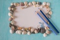 Different seashells, a marine frame