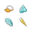 Different seashells RGB color icons set Royalty Free Stock Photo