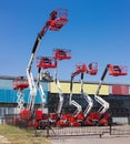 Different self propelled articulated boom lifts and one scissor lift