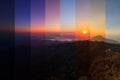 Different shade color in same frame of High mountain in sunset time Royalty Free Stock Photo