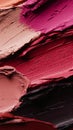 Different shades of lipstick are smeared together, creating a vibrant and textured abstract design, showcasing a mix of Royalty Free Stock Photo