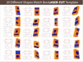 20 different shape Match box for laser cut dieline template Royalty Free Stock Photo
