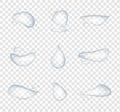 Different shape of realistic water drops vector isolated on transparent background, Glass bubble drop condensation surface, elemen Royalty Free Stock Photo