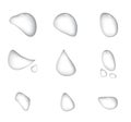 Different shape of realistic water drops vector on white background. Glass bubble drop condensation surface, element design clean Royalty Free Stock Photo
