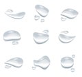 Different shape of water drops vector on white background. Glass bubble drop condensation surface, element design clean crystal dr Royalty Free Stock Photo