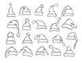 Different shapes of christmas santa hats set in black Royalty Free Stock Photo