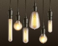 Incandescent light bulbs realistic vector set