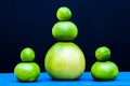 Different shapes sets from green citruses fruits. Limes, pomelo, grapefruits. Royalty Free Stock Photo