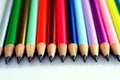 Different Sharpened Colorful Pencils and erasers Royalty Free Stock Photo