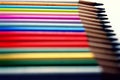 Different Sharpened Colorful Pencils and erasers Royalty Free Stock Photo