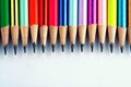 Different Sharpened Colorful Pencils and erasers Royalty Free Stock Photo