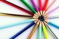 Different Sharpened Colorful Pencils and erasers Royalty Free Stock Photo
