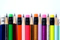 Different Sharpened Colorful Pencils and erasers Royalty Free Stock Photo